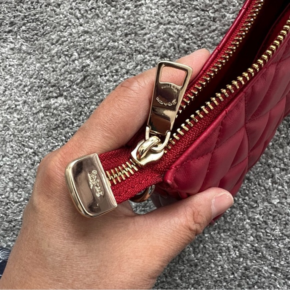 Coach quilted diamond crossbody bag NWT leather red color - Picture 8 of 12